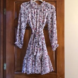 Eliza J Floral Ruffle Long Sleeve Chiffon Dress